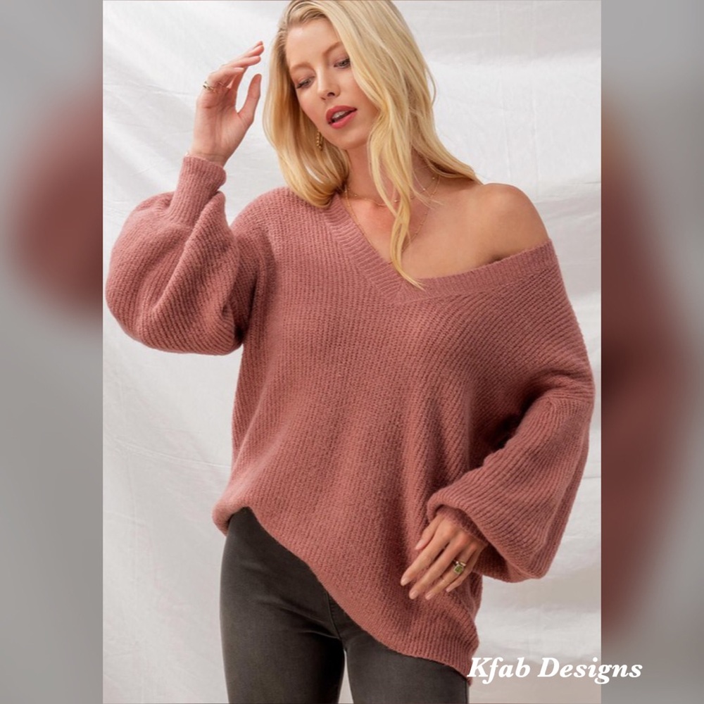 💖LAST! Super Soft Mauve Balloon Sleeve Sweater! - Picture 1 of 4